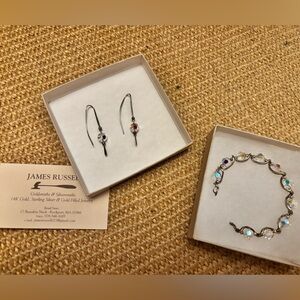 James Russell silver & crystal bracelet and earrings